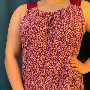 NY & Co. dark pink & white sleeveless top
